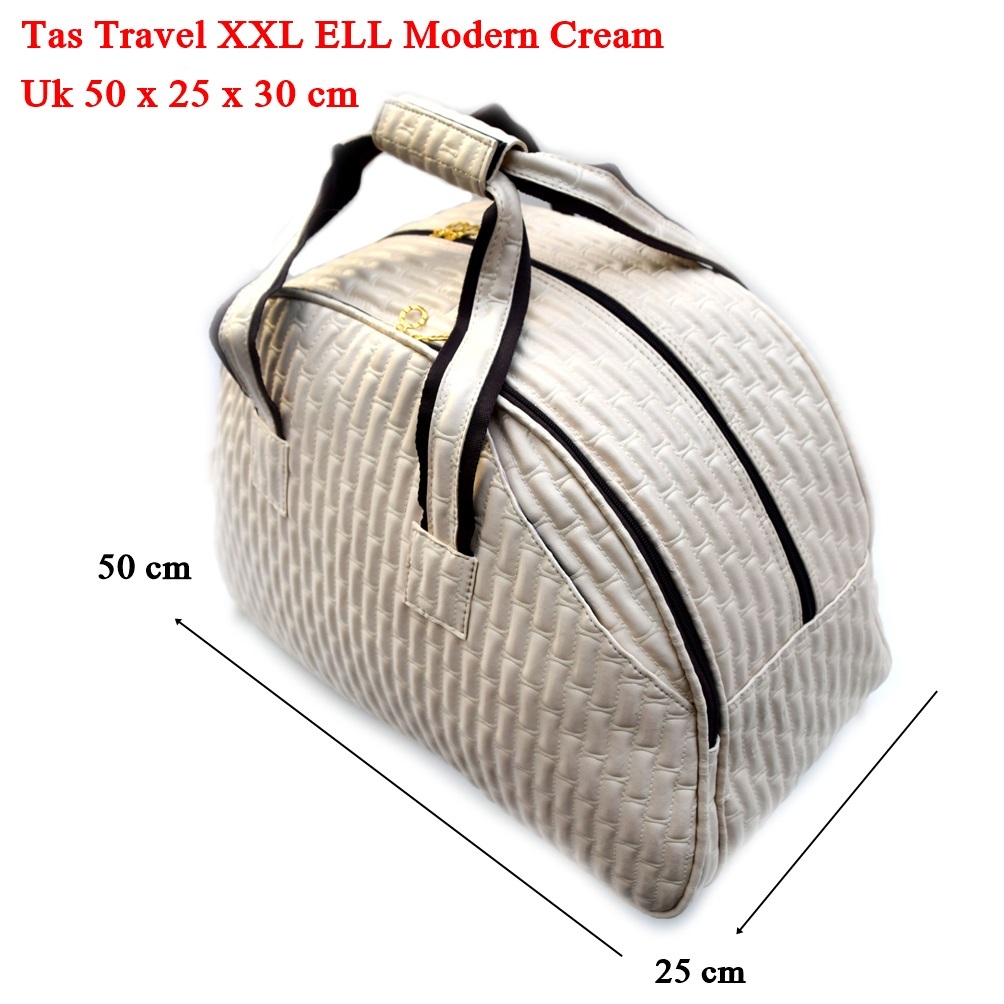 tas travel wanita kulit emboss XXL cream