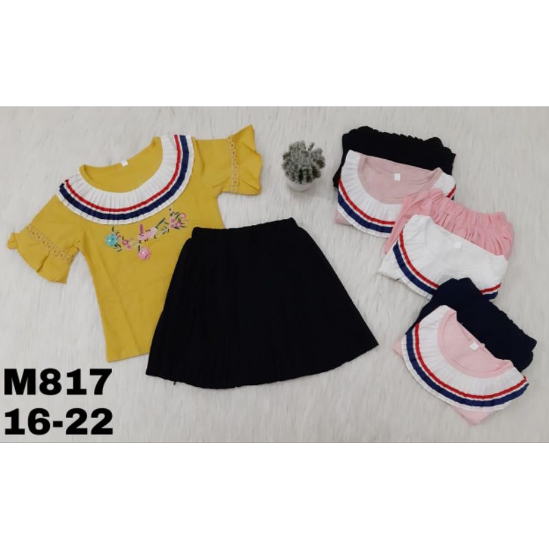 Gizqiekids - setelan rok plisket anak import premium 3-6th