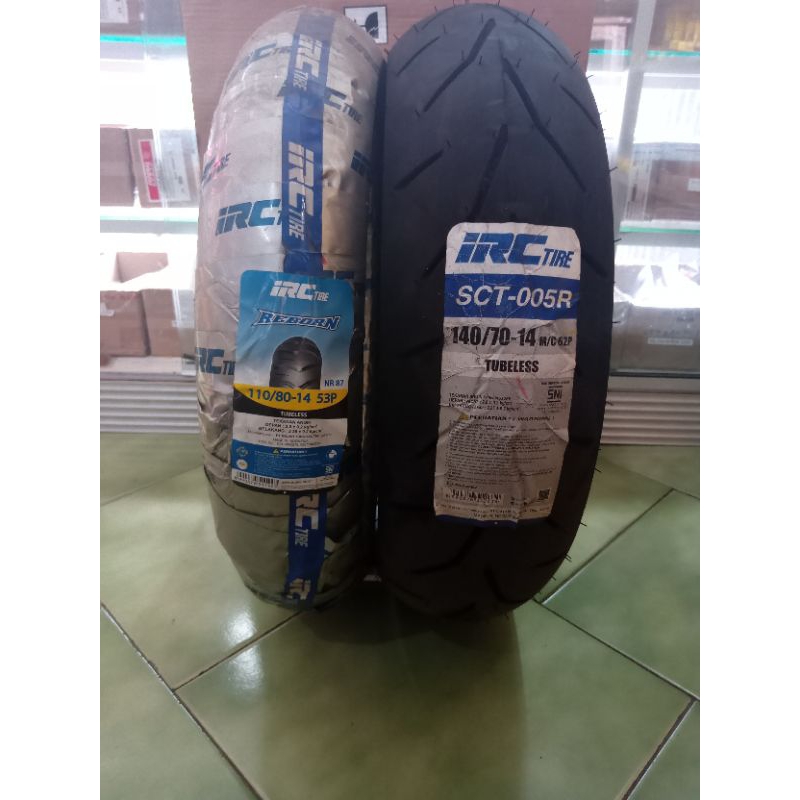 PAKET BAN TUBELESS IRC DEPAN BELAKANG UNTUK MOTOR YAMAHA AEROX