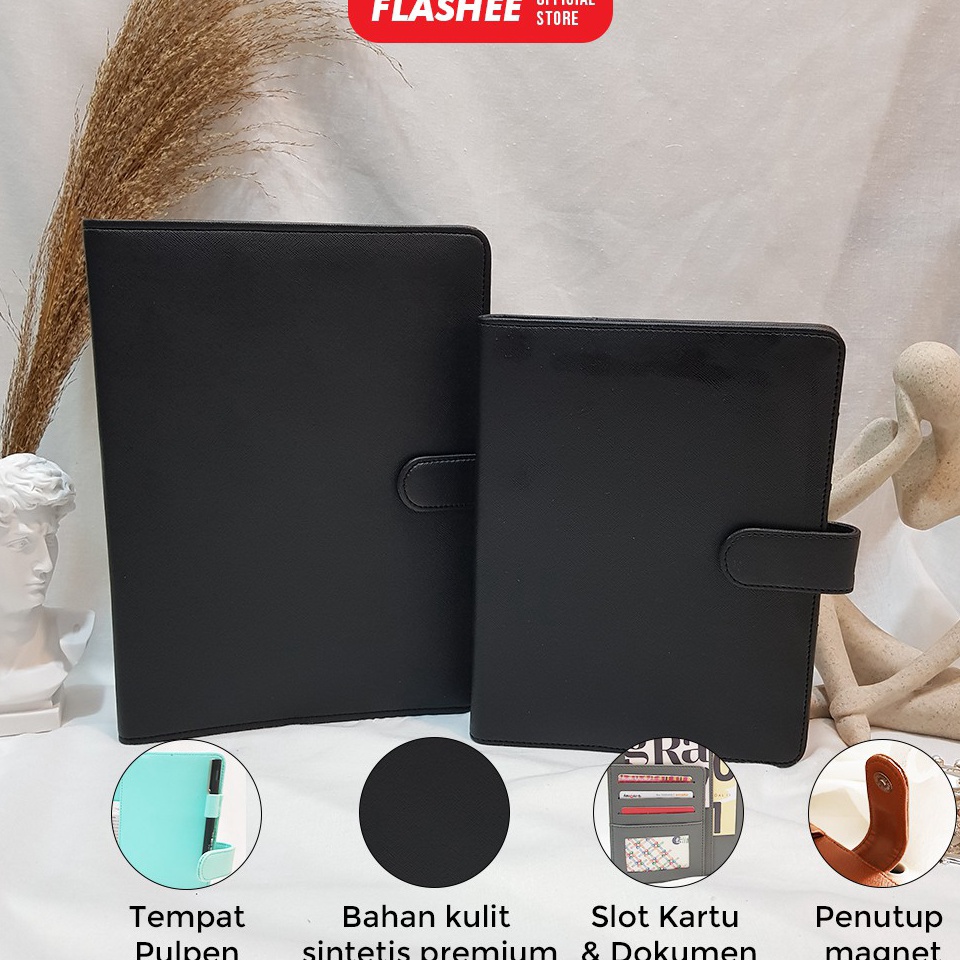 

SLS938 Dikon Flashee Binder Polos Hitam A5 2 Ring B5 26 Ring Agenda Polos Binder Polos A5 B5 Organizer Eksklusif