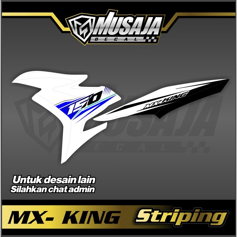 Striping MX KING motif simple biru hitam putih non full body bebas custom desain - stiker motor mx k