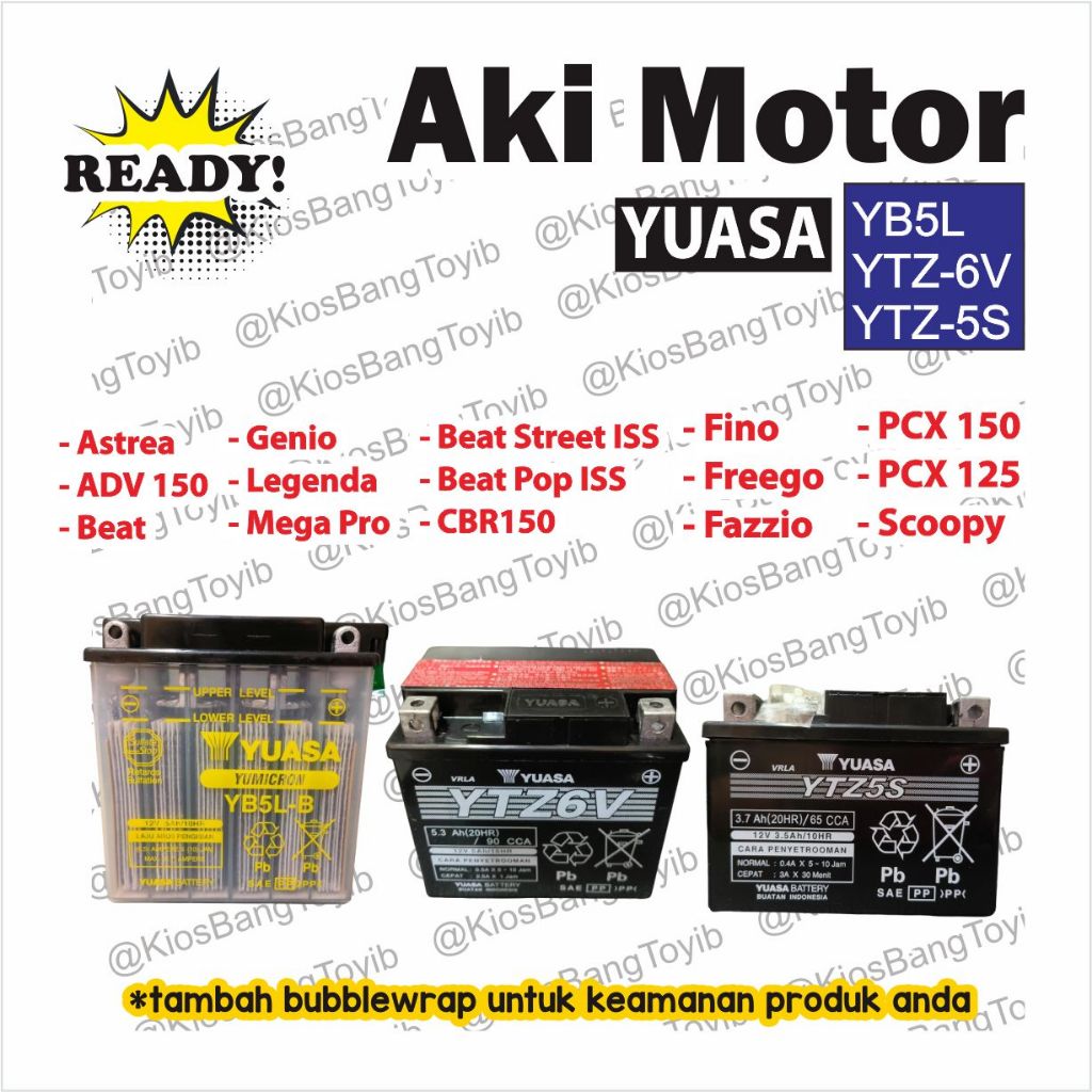 Aki Motor Yuasa ORI Astrea ADV 150 Beat Genio Legenda Mega Pro Beat Street ISS Beat Pop ISS Fino Fre