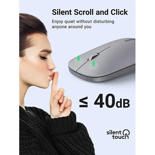 UGREEN Mouse Wireless Silent Klik Dual Koneksi Bluetooth + Dongle For Komputer Laptop Macbook-1