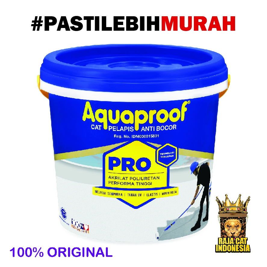 Cat Tembok Anti Bocor Aquaproof Pro Warna Abu dan Putih 4 Kg Galon