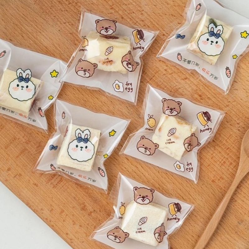 

100pcs plastik Cookies opp 7x7cm Plastik Opp Kawaii Motif Karakter Lucu