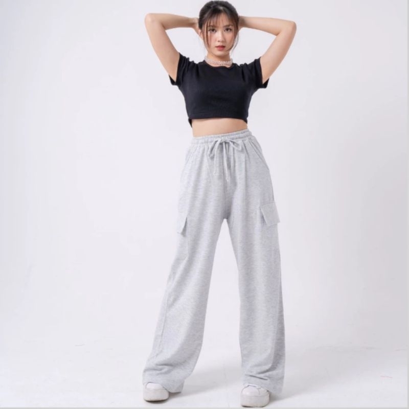 Celana Cargo Pants Highwaist Wanita Corean Style II Celana Cargo panjang bahan Standar Jumbo