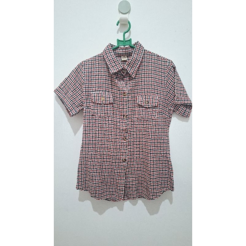 PRELOVED KEMEJA KOTAK MERAH HITAM WANITA/KEMEJA KOTAK WANITA