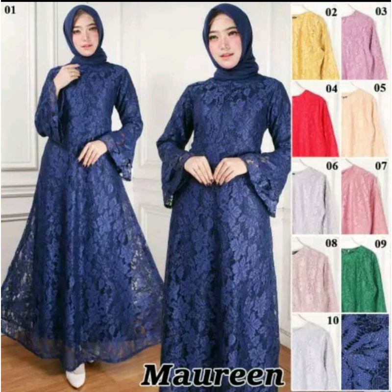 GAMIS BROKAT WARNA CREAM