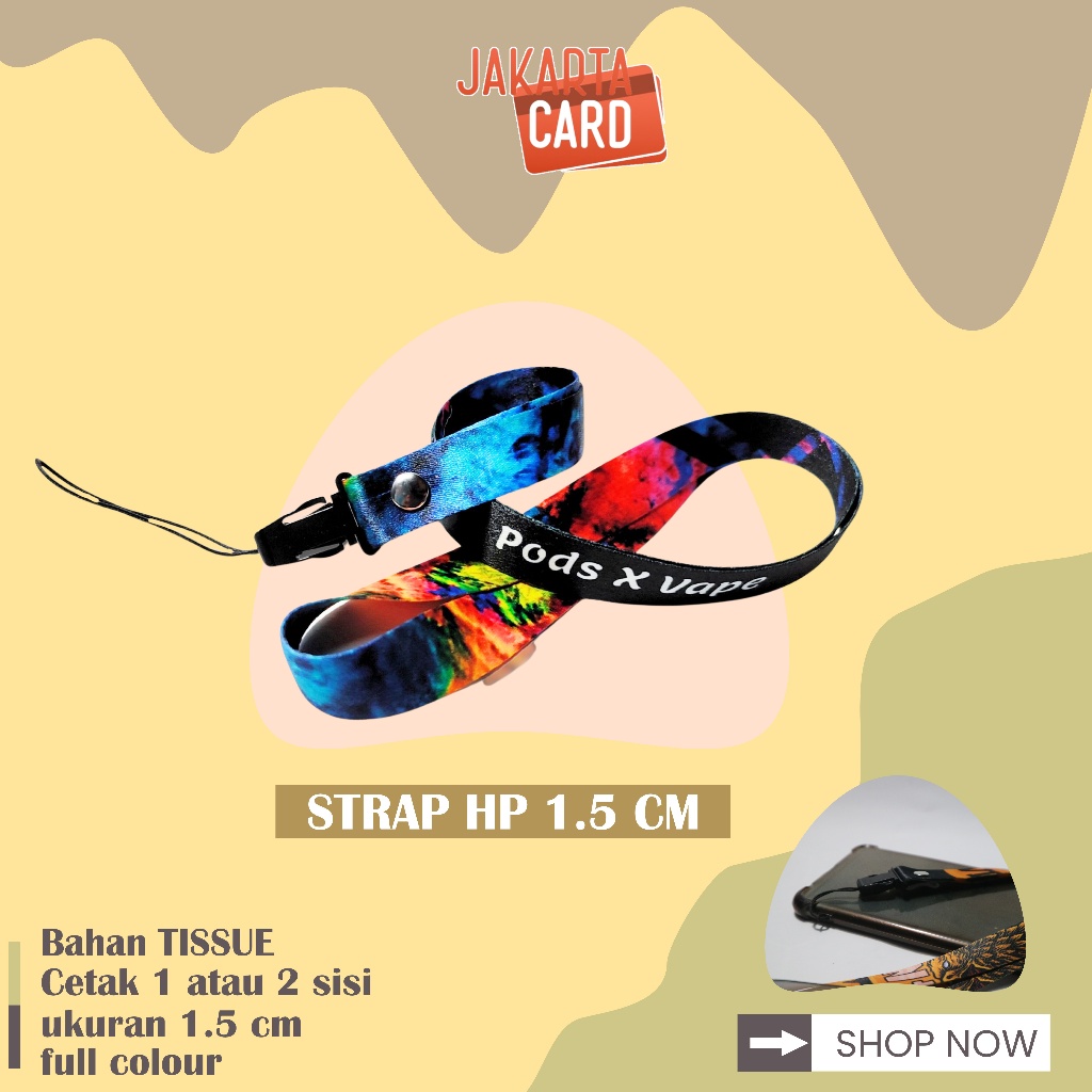 

Custom Tali Lanyard Sublim Gantungan Strap HP 1,5cm