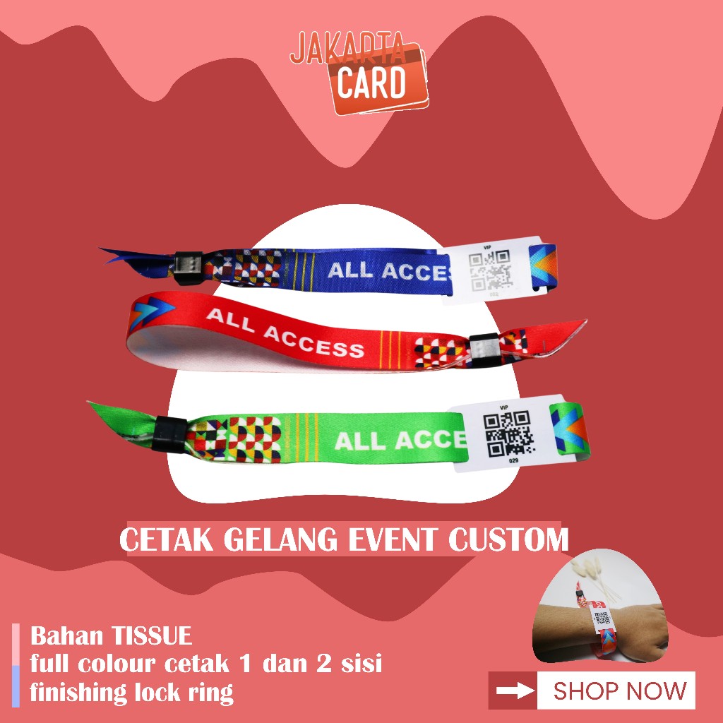 

Gelang Lanyard Event Custom 2cm | Wristband Lanyard Lock | Tiket Konser Lanyard Custom