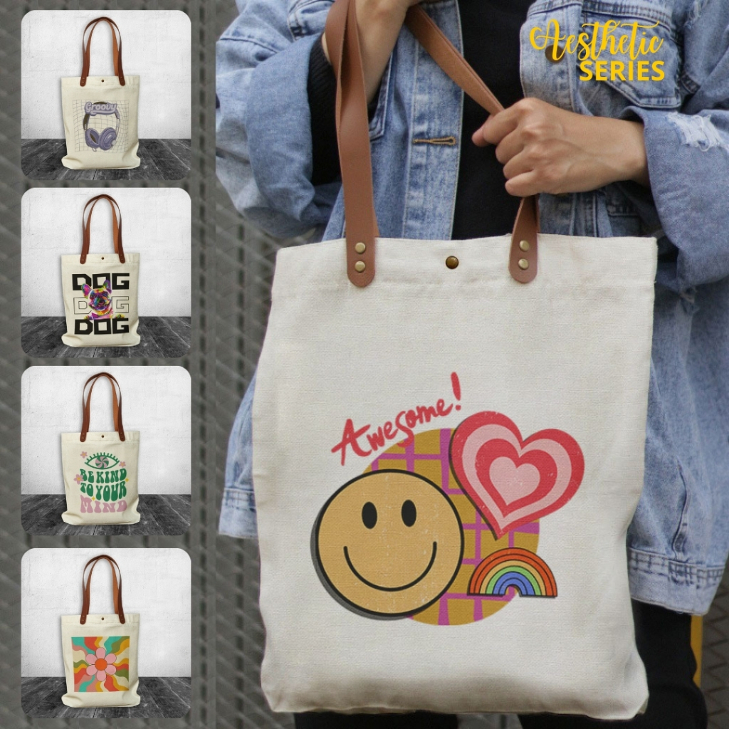 NEOBags - Tote bag Canvas Retro Series | Tote bag Canvas Souvenir | Tote bag Wanita | Tote bag Custo