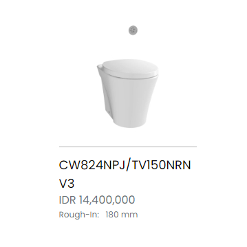 TOTO CLOSET KLOSET DUDUK PUTIH  Single Bowl Wall Face Toilet CW824NPJ/TV150NRNV3