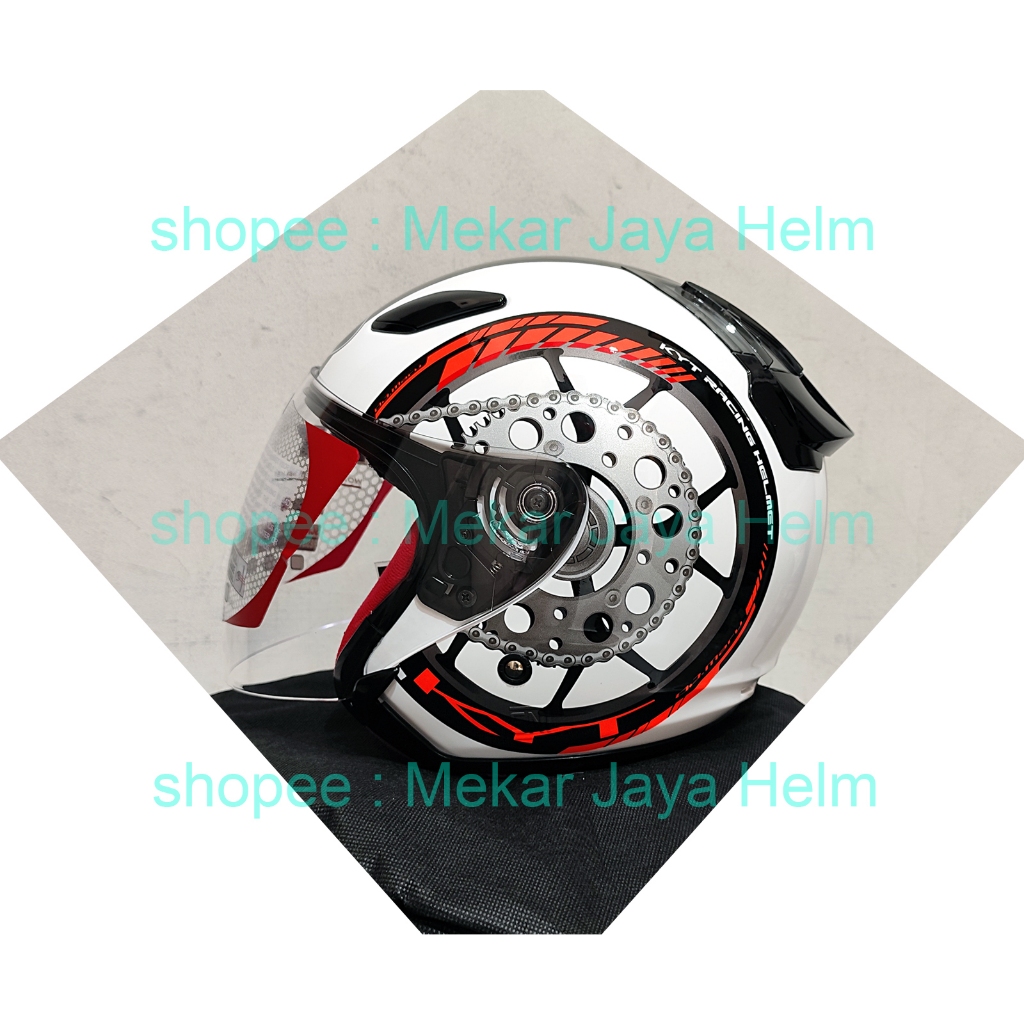 HELM KYT DJ MARU MOTIF #18 WHITE - RED