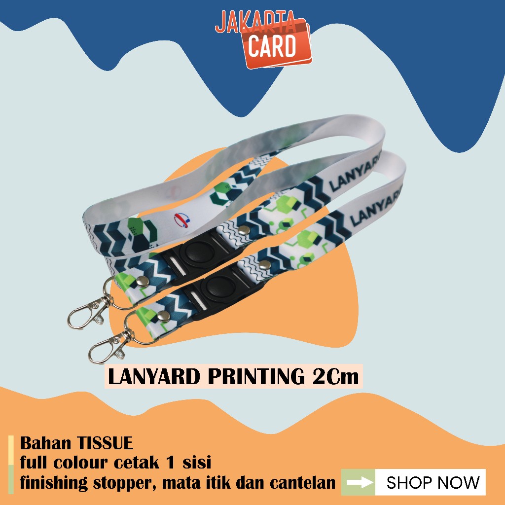 

Lanyard custom desain cetak tali digital printing print sublim 2cm cetak 1 muka / tali id card printing dua cm cetak satu muka / nametag