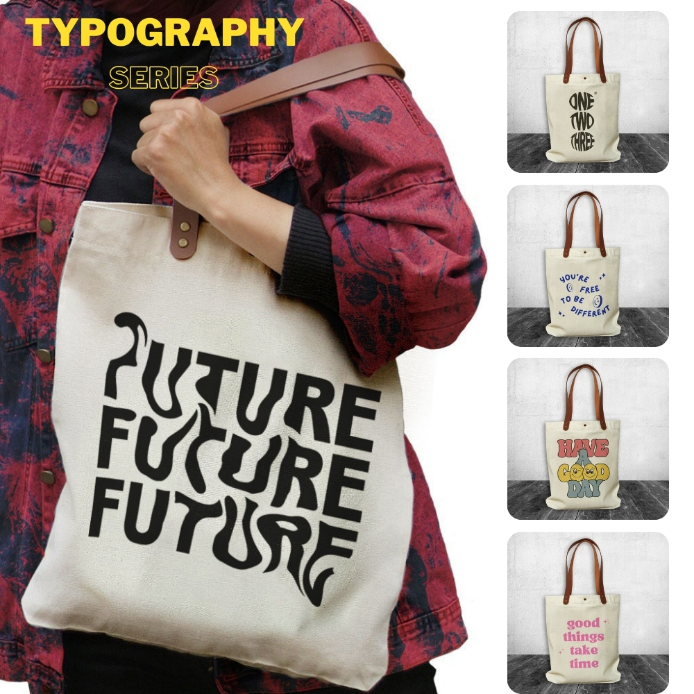 NEOBags - Tote bag Canvas Typography Series | Tote bag Canvas Souvenir | Tote bag Taiwan Wanita | To
