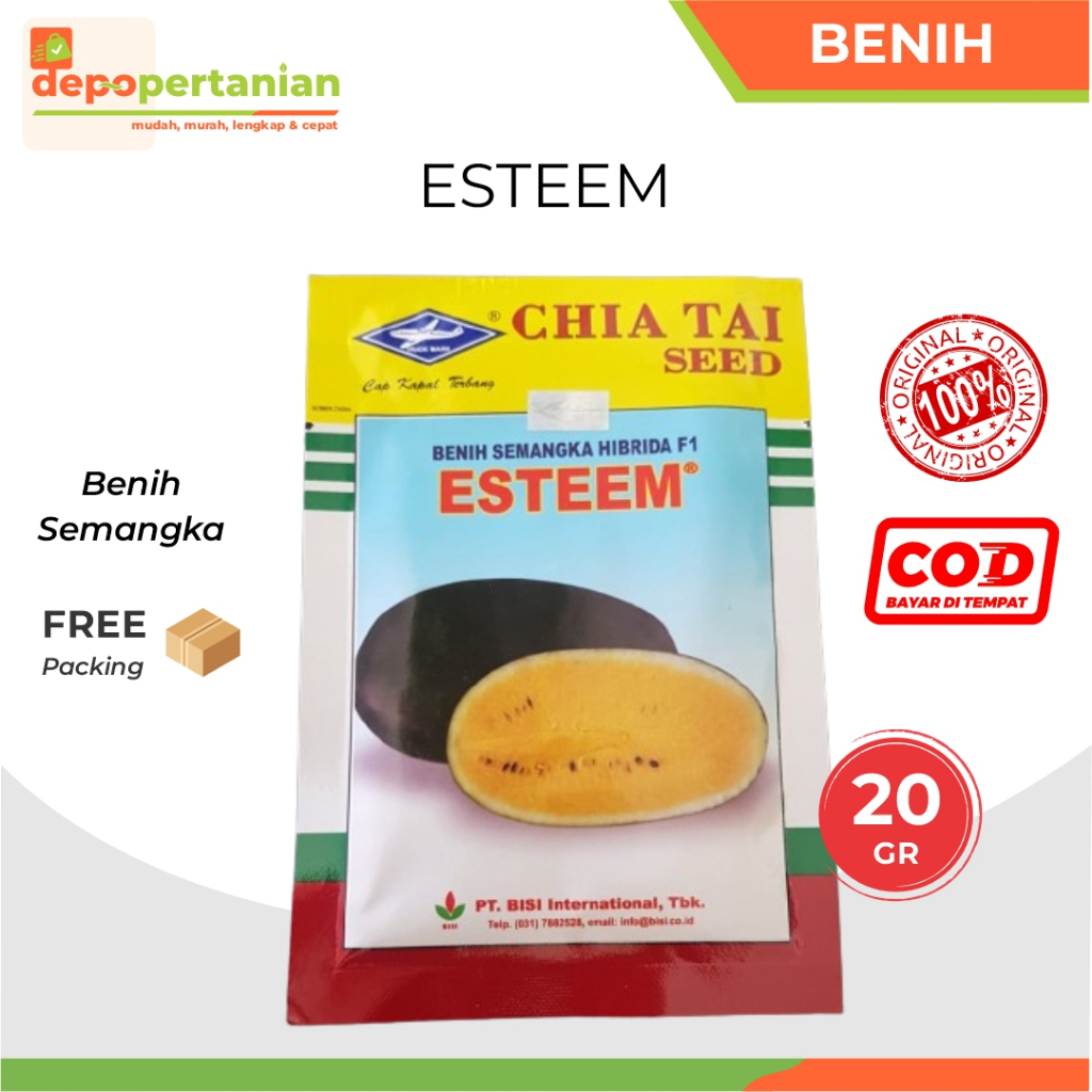 Depo Pertanian - Benih Semangka Esteem 20 gram Bibit Semangka Inul Kuning BISI Cap Kapal Terbang