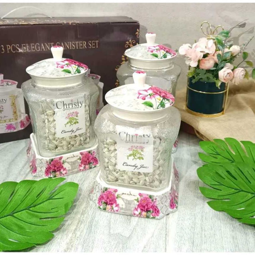 Toples Kue Makanan Keramik Set Motif Bunga Christy CH-T188N