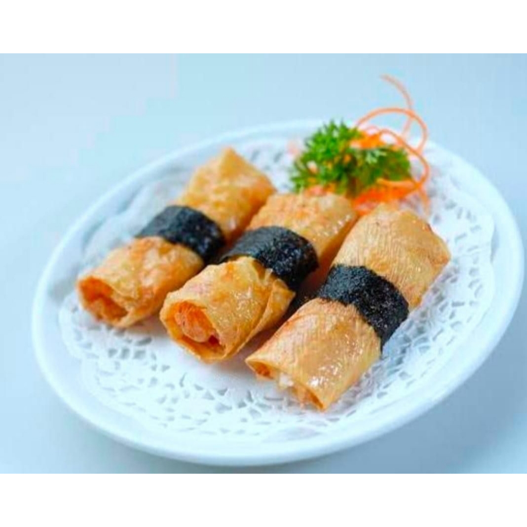 

Lumpia Kulit Tahu Isi Daging Ayam Isi 10 pcs - Cemilan Beku