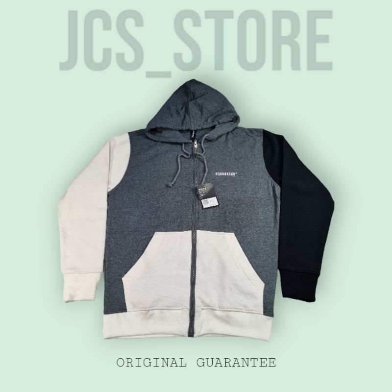 ROUGHNECK GREY THREE TONED ZIPPER HOODIE