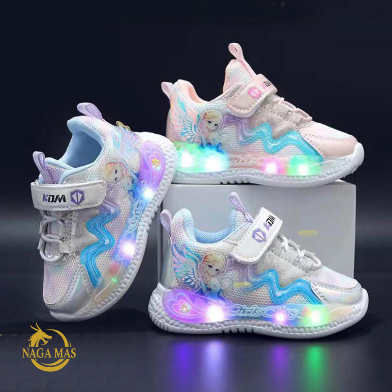 Sepatu Anak sneaker PROMO merk KDM 021 pakai Lampu Kelap Kelip untuk cewek / perempuan