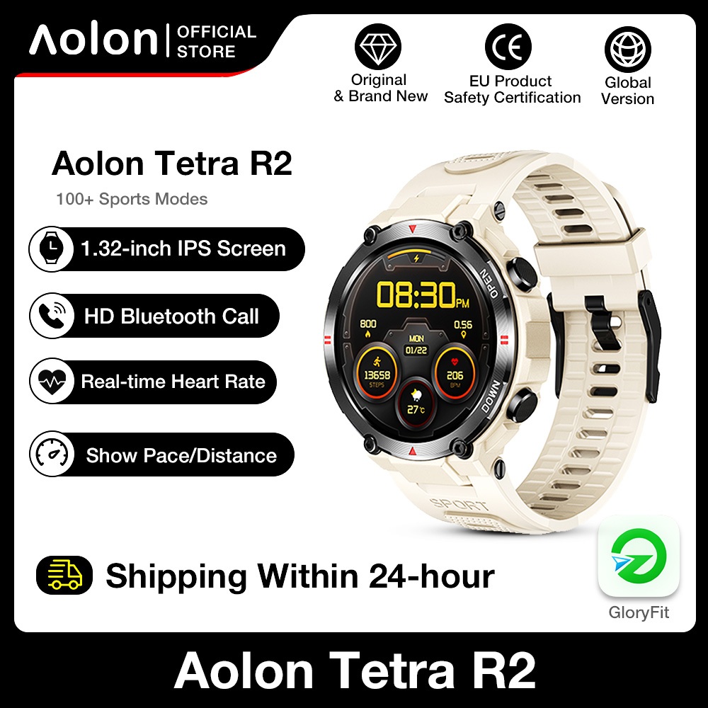 Aolon Tetra R2 Smartwatch Jam Tangan Original Waterproof IP68 Tracker Outdoor Custom Wallpaper Sports Fitness Tracker Bluetooth Call For Pria Wanita-Grey