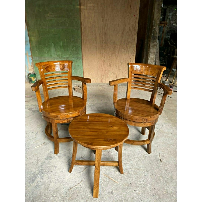 kursi teras putar jati termurah kursi  teras putar kayu jati jepara