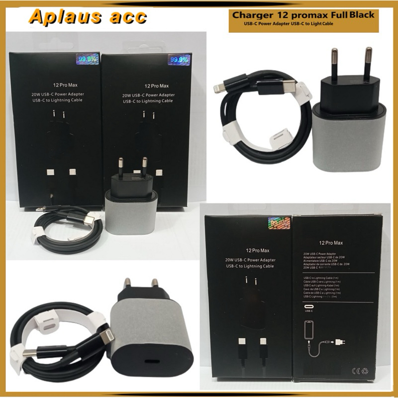 Charger Light 12 Pro Max Ori 99% Edisi Full Black Type C to Light
