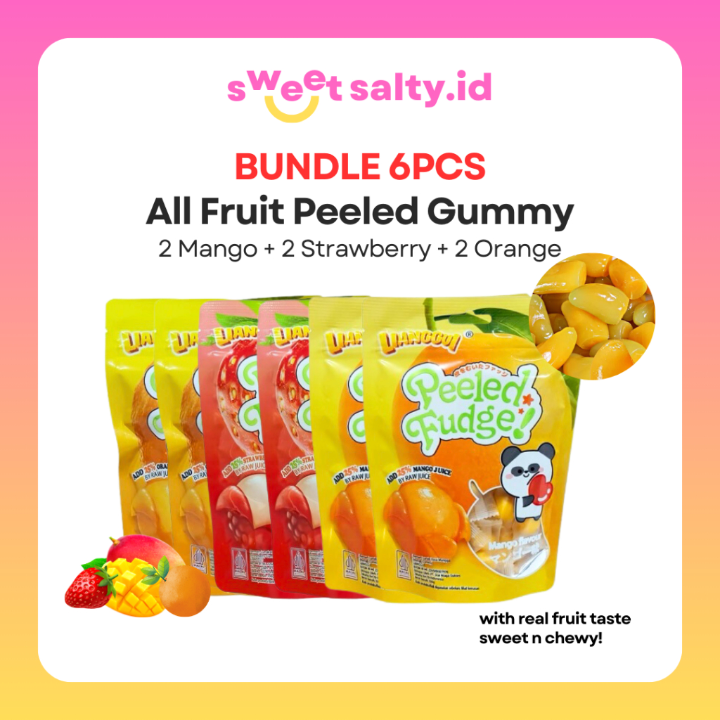 

[HALAL]Lianggui Bundle 6in1 All Fruit Peeled Gummy | Permen Buah | Permen Lunak Aneka Rasa | Permen Jelly | Snack Halal