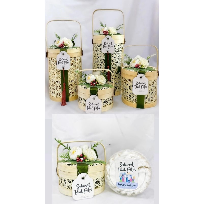 

Hampers rantang anyam bambu isi 2 toples kue kering