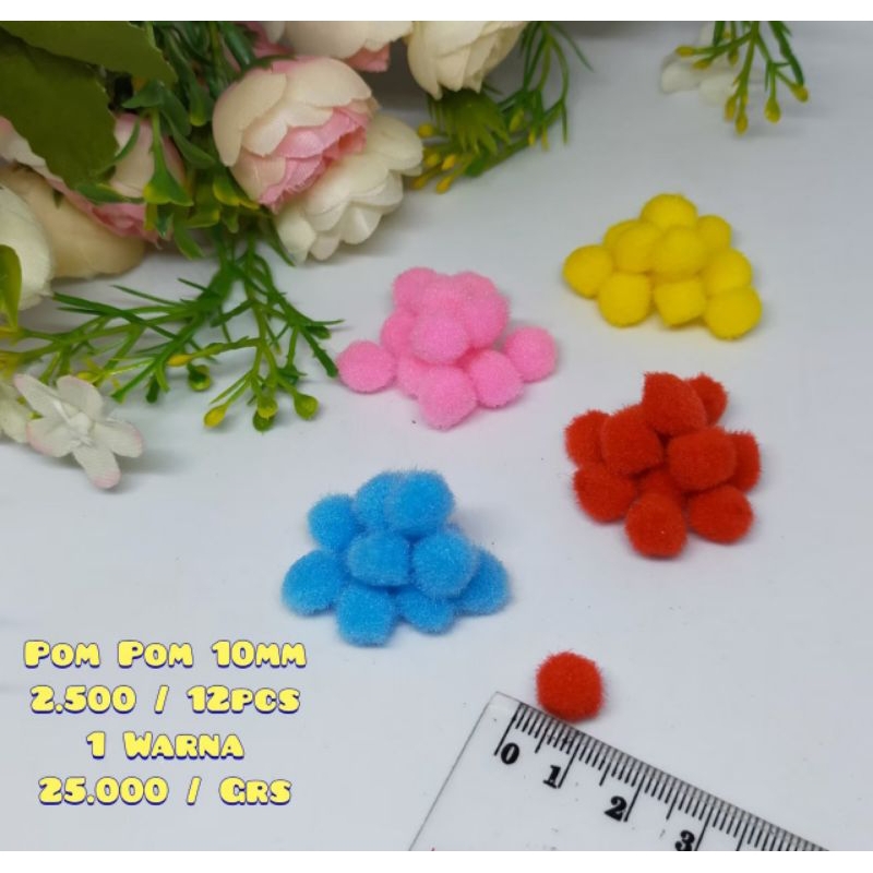 12 pcs Pom Pom Mini Pom Pom Warna Pom Pom Bulu