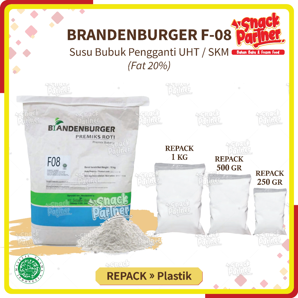 

BRANDENBURGER F-08 Susu Bubuk REPACK 1 KG - Milk Powder SKM UHT For Drink Minuman Cooking Baking BANJARMASIN 1KG