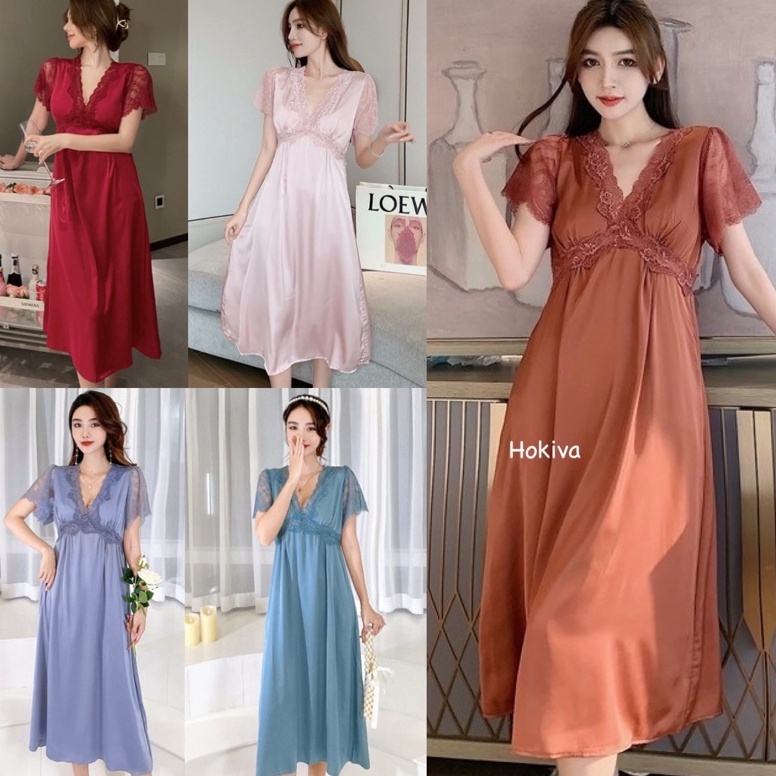 ART F13N 194 Sexy lingerie dress baju tidur sexy lingerie wanita  Baju tidur lingerie satin  Sleepwe