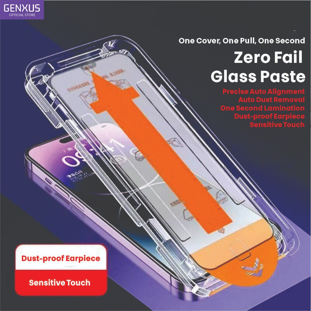 Genxus SUPERFIT Antigores iphone Tempered Glass Iphone 14 Plus 11 12 13 14 15 pro max Pemasangan gam