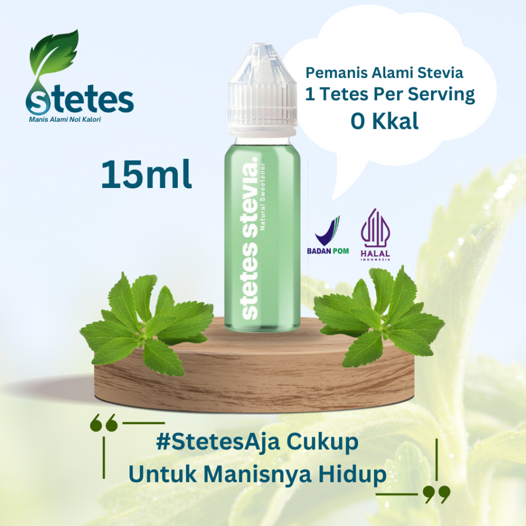 

Stetes Stevia 15 ml, Pemanis Alami 100% pengganti gula dengan kandungan 0 kalori