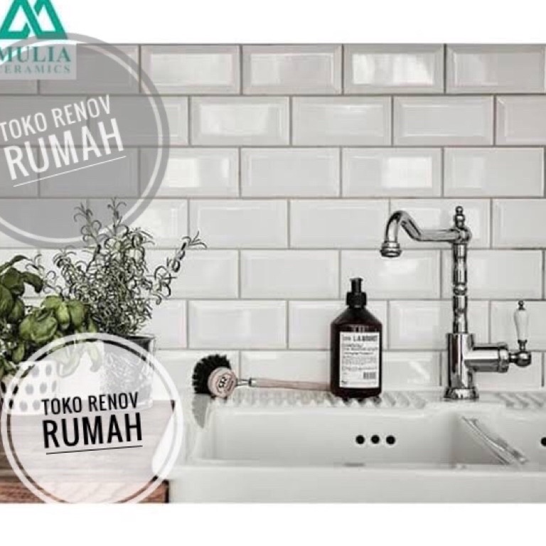 TERMURAH keramik bevel 1x2 putih polos mengkilap  keramik dinding dapur keramik dinding kamar mandik