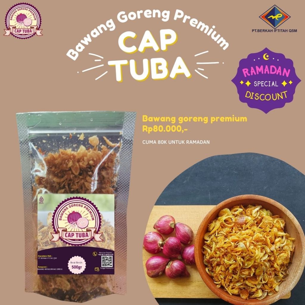 

Bawang Goreng Asli Tanpa Campuran Tepung Bawang Goreng Asli Premium Bawang merah goreng premium CAP TUBA isi 500 gram