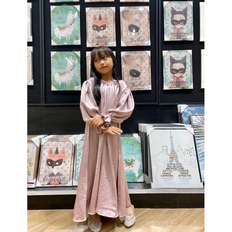 GAMIS DRESS ANAK PEREMPUAN SAZIA PREMIUM SILK SHIMMER SIZE 3-10 TAHUN