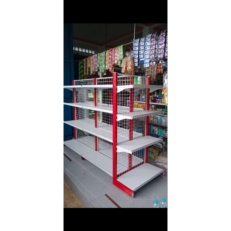 Paket murah rak gondola dobel 150x225x70/rak sembako dan snack