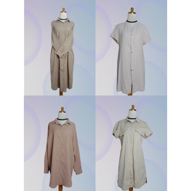 Dress Kemeja Preloved Cardigan Atasan Big Size Jumbo Lengan Panjang Lengan Pendek Hijab