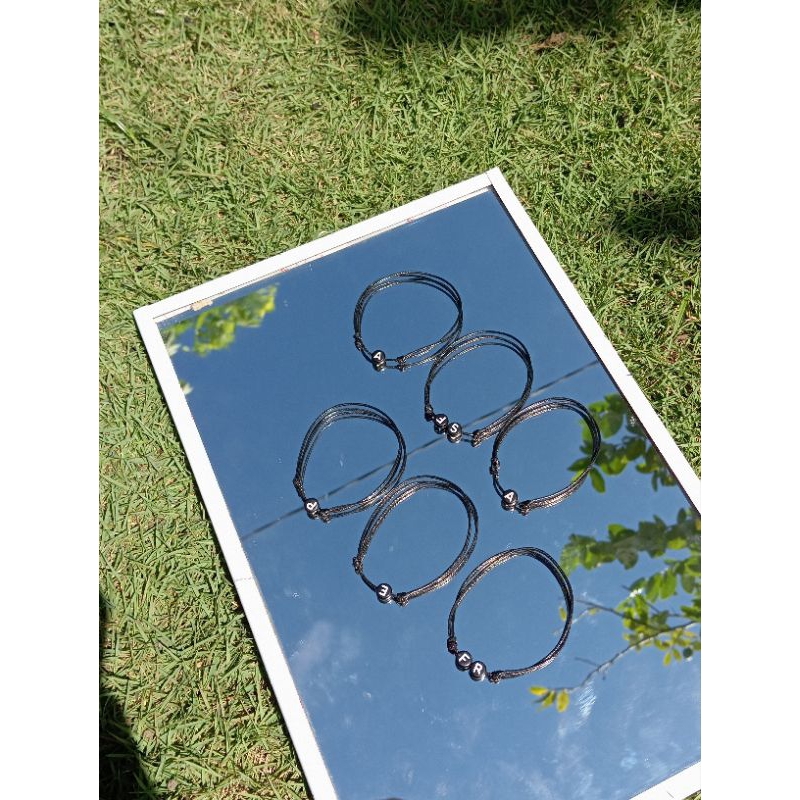 Gelang Couple inisial/gelang hitam /Gelang casual