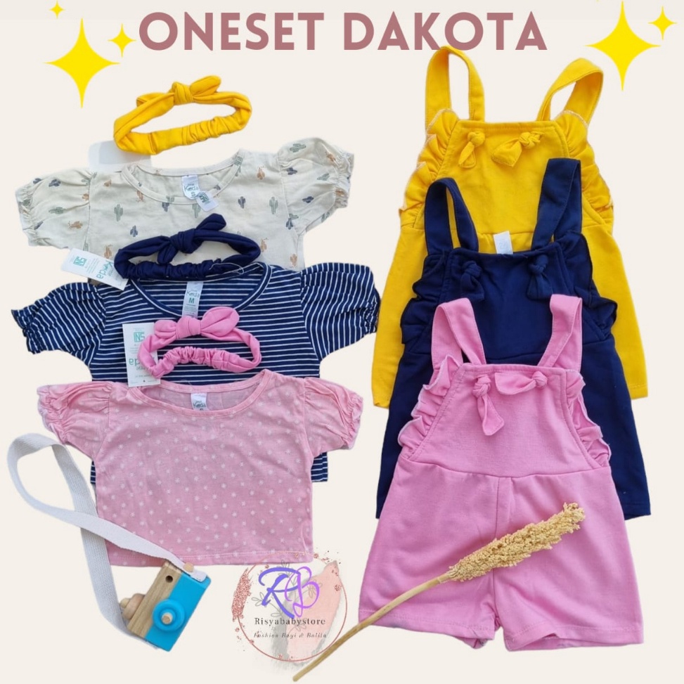 Terkini Grosir 318 bulan Overall bayi Dakota setelan baju bayi dengan inner dan headband bayi by lit