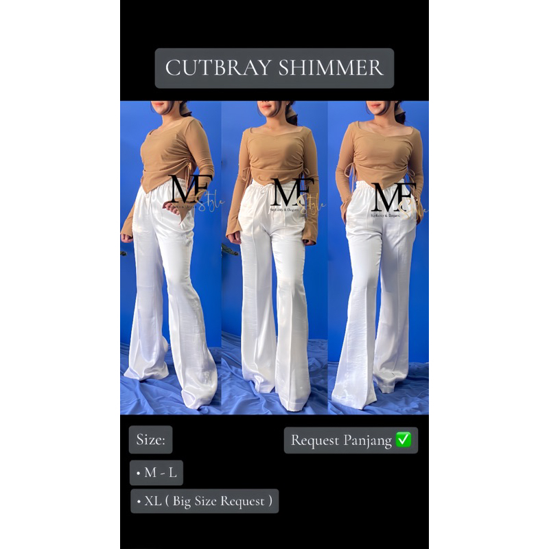 Cutbray Shimmer BW (Pants lebaran/Pants putih/Pants cewek kekinian)