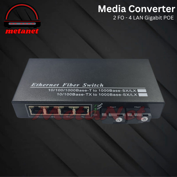 Media Converter Ethernet Fiber Switch 2 Port FO 4 Port LAN Gigabit Poe / 2 FO 4 Gigabit LAN  Poe /2 SC 4 Rj45