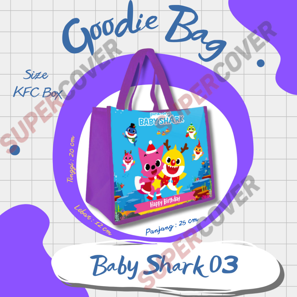 

Goodie Bag Gambar Kartun Baby Shark 03 Warna Ungu Untuk Acara Ulang Tahun, Aqiqah, Sunatan Dan Lain lain.