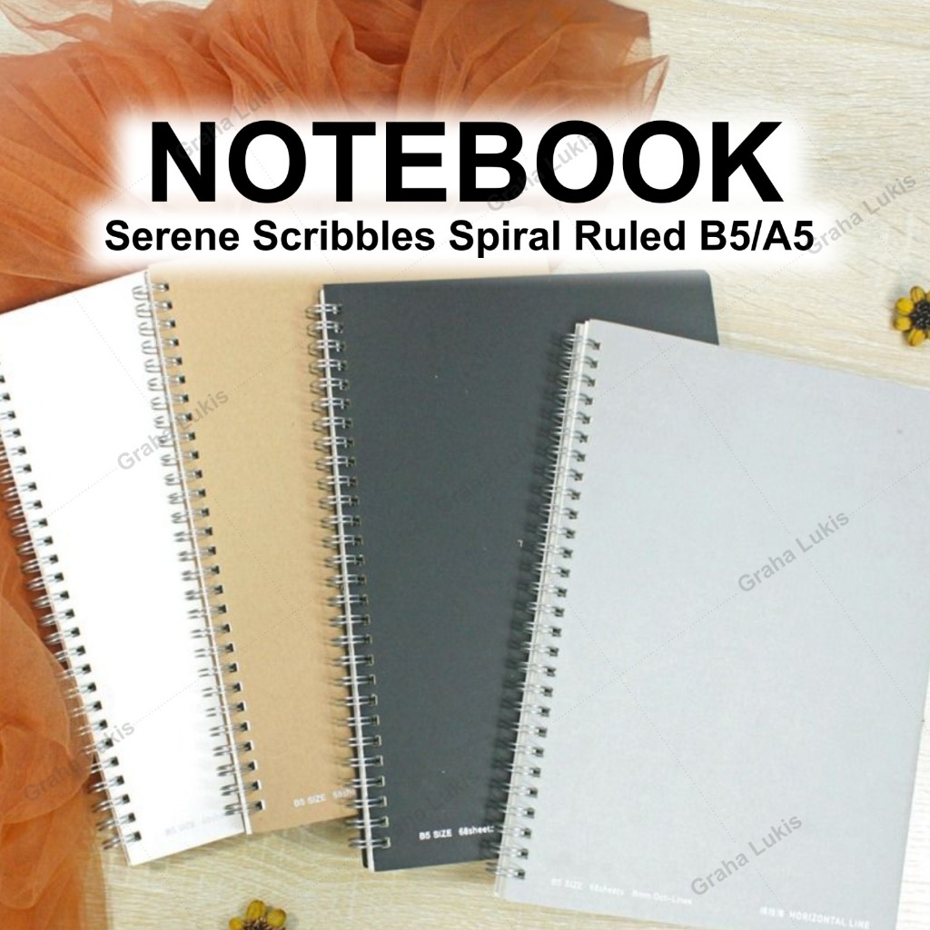

Serene Scribbles Spiral Ruled Notebook B5 / A5