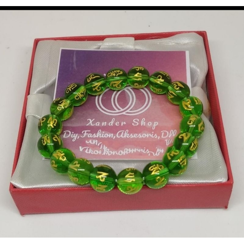 GELANG OM MANI PADME HUM HIJAU