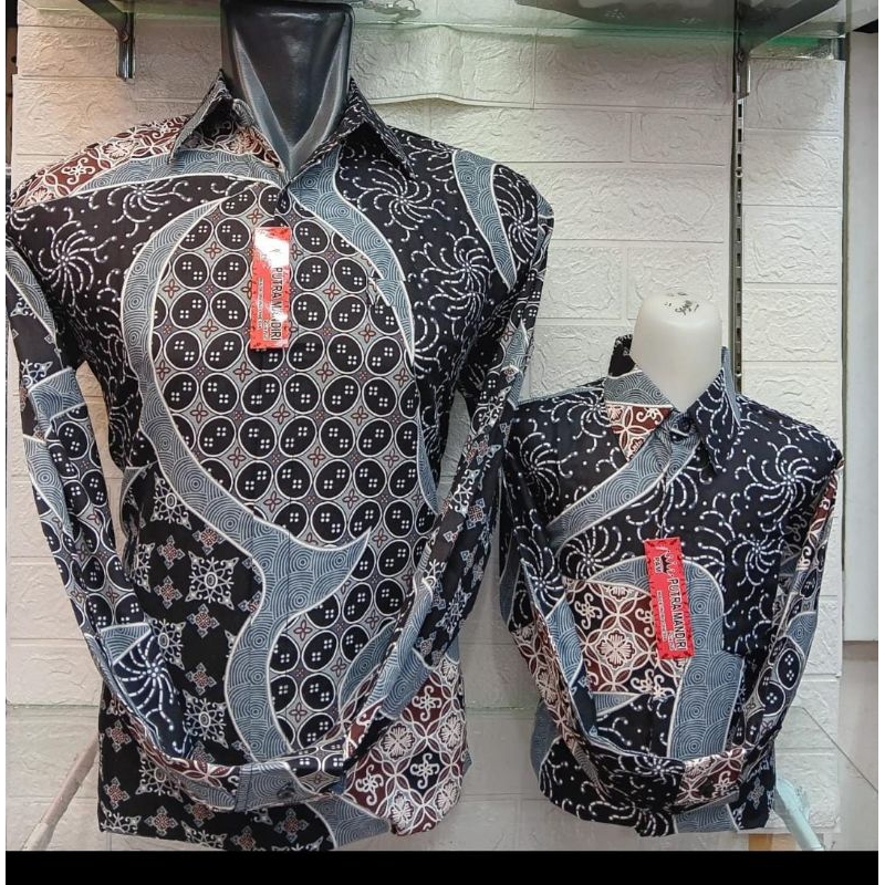 Distributor Batik Jakarta,Batik Couple Ayah dan Anak Laki Laki Pria Lengan Panjang Hem Kemeja Baju B