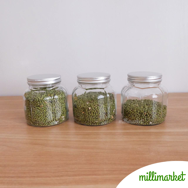 LILY GLASS JAR / Toples kaca 800ml / Toples Kue lebaran estetik / Jar toples tutup stainless