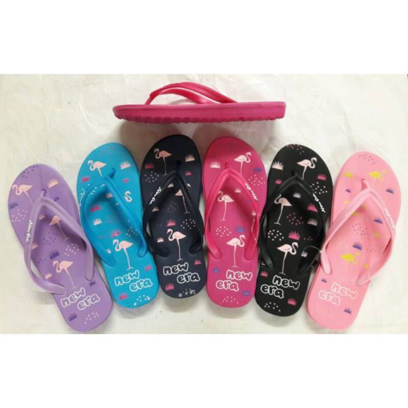 COD  NEW ERA LB CNC 56 FL Sandal NEW ERA Japit Motif  Flamingo & PUFFY IMPORT GIVE ME LOVE, IMPORT S