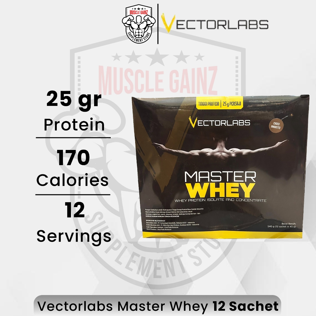 Vectorlabs Master Whey Box 12 Sachet Susu Protein Trial Whey Sachet